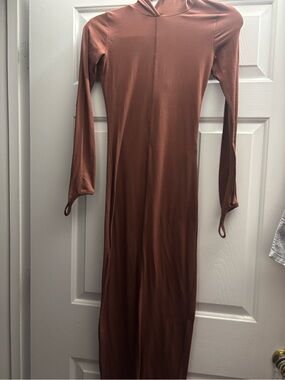Long Sleeve Rust Brown Bodycon Dress